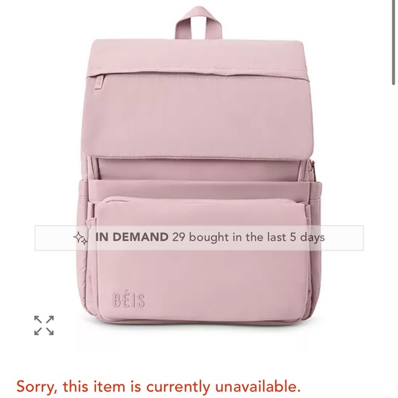 BEIS Atlas Pink Diaper Bag Backpack - Picture 1 of 7